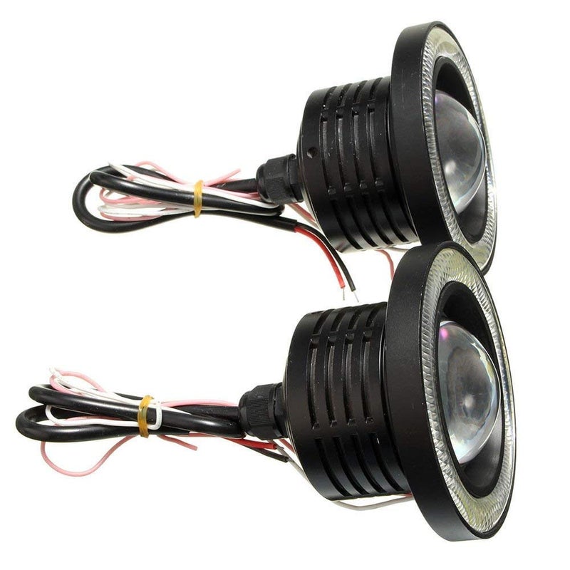 SOCAL-LED LIGHTING مصابيح ضباب LED SOCAL-LED إضاءة بيضاء باردة 3.5 بوصة دائرية COB لمبة بروجيكتور عين الملائكة عالية القوة ساطعة حلقة DRL هالة، عبوة من 2 - Image 3